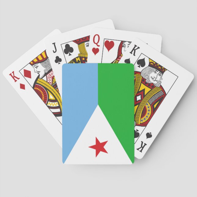 Baraja De Cartas Bandera de Djibouti (Nación Africana) (Reverso)