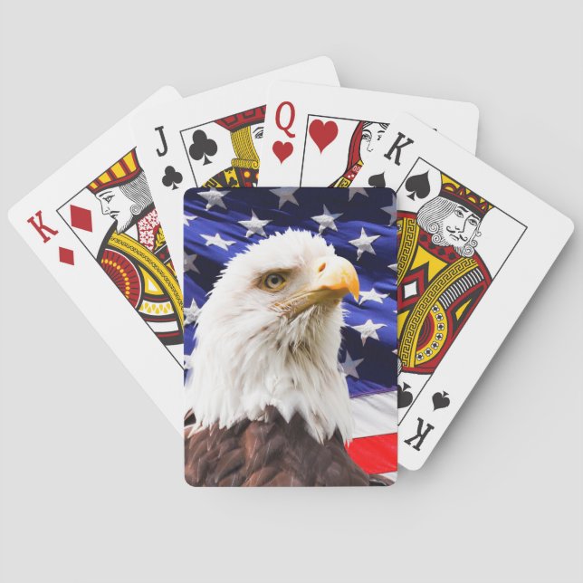 Baraja De Cartas Bandera de Estados Unidos de Águila Bald  (Reverso)