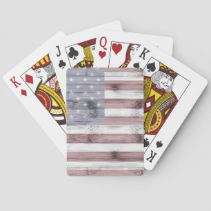 Baraja De Cartas Bandera de Estados Unidos de la Madera Azul Rojo R