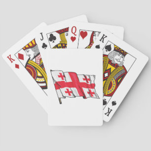 Baraja De Cartas Bandera de Georgia ondeando roja y blanca con cinc