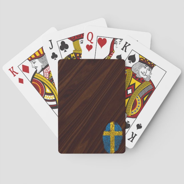 Baraja De Cartas Bandera de huellas dactilares de Suecia (Reverso)