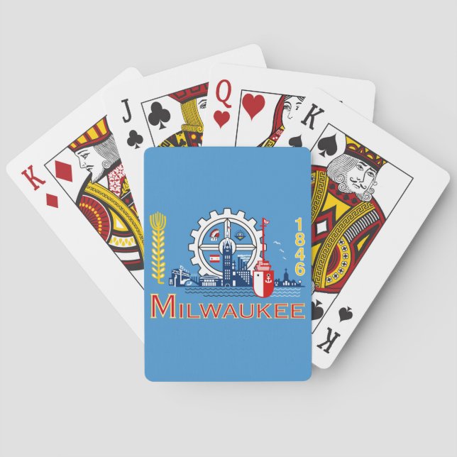Baraja De Cartas Bandera de Milwaukee, Wisconsin (Reverso)
