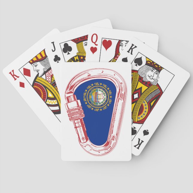 Baraja De Cartas Bandera de Nuevo Hampshire Escalando Carabiner (Reverso)