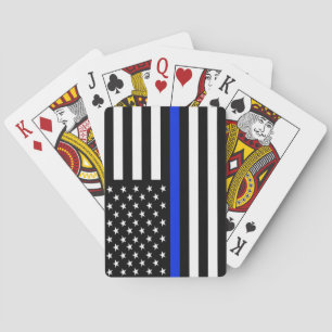 Baraja De Cartas Bandera de Oficial de Policía Azul LIne