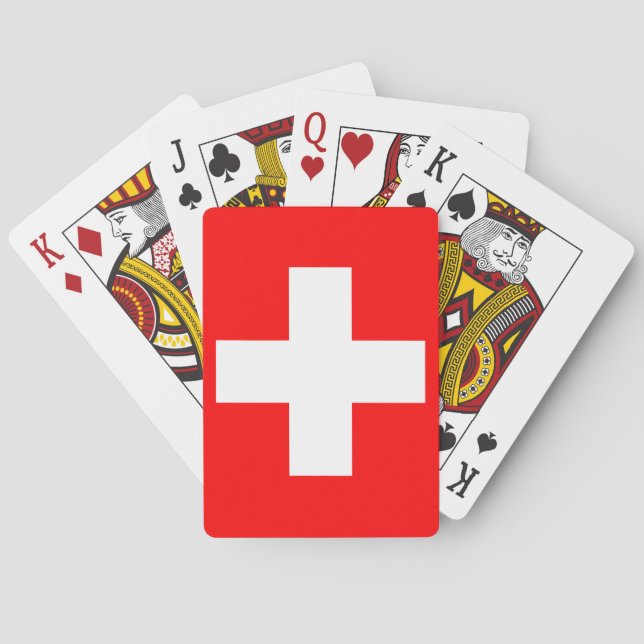 Baraja De Cartas Bandera de Suiza (suizo) (Reverso)