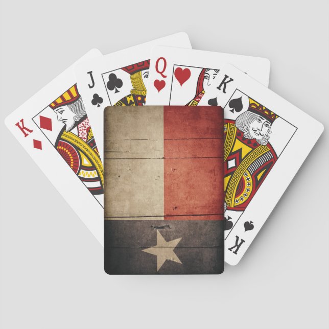 Baraja De Cartas Bandera de Texas Rugged Wood (Reverso)