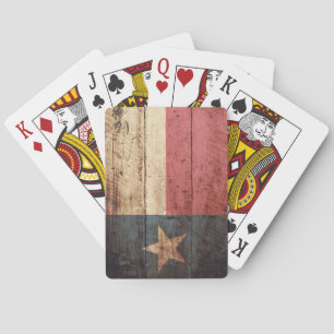 Baraja De Cartas Bandera del estado de Tejas en grano de madera