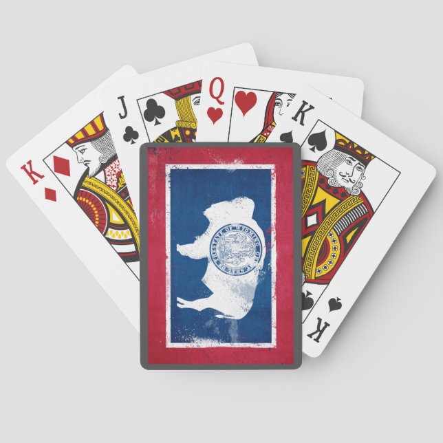 Baraja De Cartas Bandera del Estado Wyoming en peligro (Reverso)