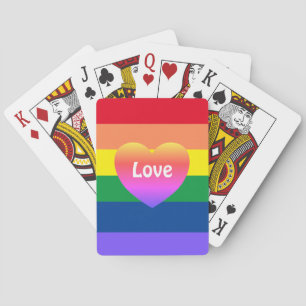 Baraja De Cartas Bandera del Orgullo Gay Corazón Arcoiris Colorido 