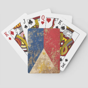 Baraja De Cartas Bandera envejecida áspera del filipino del vintage