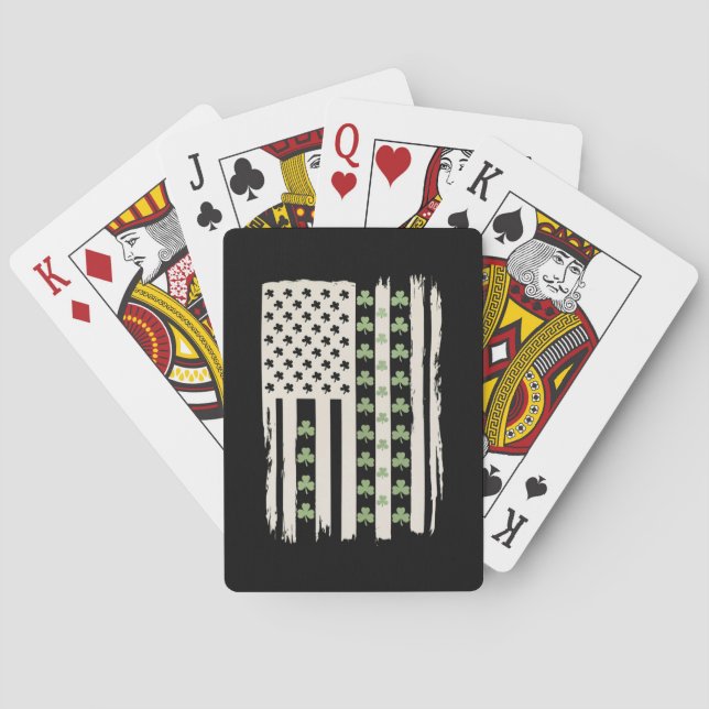 Baraja De Cartas Bandera estadounidense con piedras para los St Pat (Reverso)