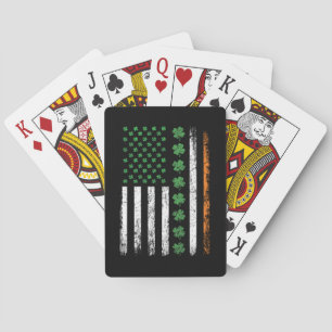 Baraja De Cartas Bandera estadounidense con Shamrock St Patrics Day