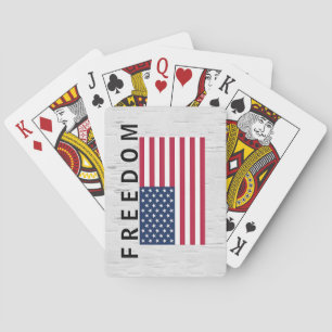 Baraja De Cartas Bandera Estadounidense Con Texto Sobre La LIBERTAD