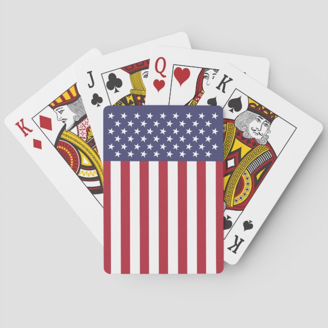 Baraja De Cartas Bandera estadounidense de fácil lectura (Reverso)