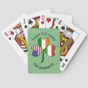 Baraja De Cartas Bandera Estadounidense de Irlandés Húngaro Trébol