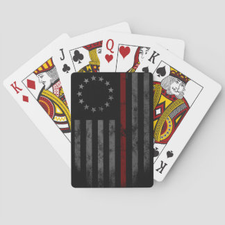 Baraja De Cartas Bandera estadounidense de la línea roja de Betsy R