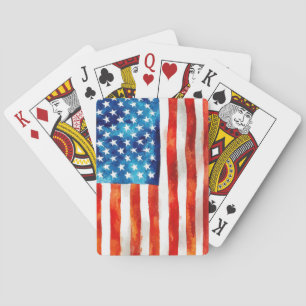 Baraja De Cartas Bandera estadounidense patriota del 4 de julio de