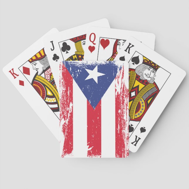 Baraja De Cartas Bandera Grunge Puerto Rico (Reverso)