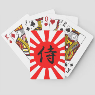 Baraja De Cartas Bandera imperial japonesa con símbolo samurai kanj