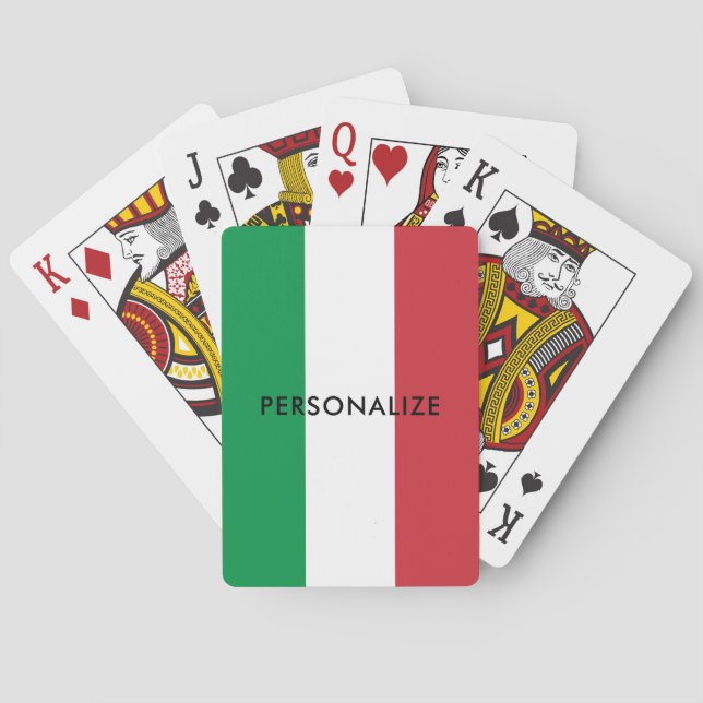 Baraja De Cartas Bandera italiana de los personalizados italianos (Reverso)
