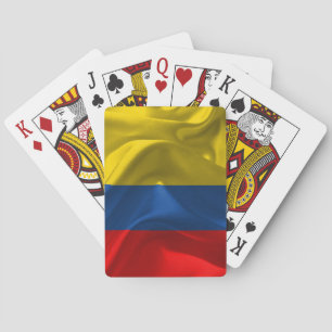 Baraja De Cartas Bandera nacional de Colombia ondeando tela