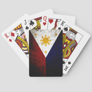 Baraja De Cartas Bandera negra de Filipinas del Grunge