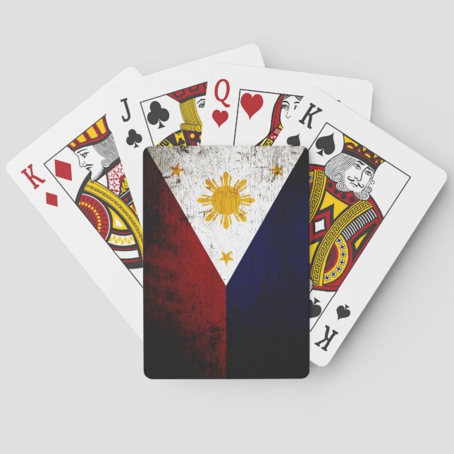 Baraja De Cartas Bandera negra de Filipinas del Grunge (Reverso)