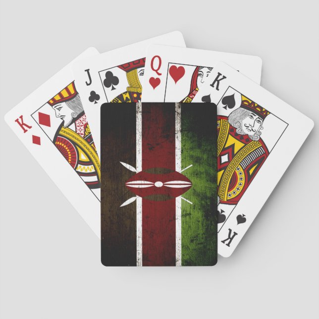 Baraja De Cartas Bandera negra de Kenia del Grunge (Reverso)