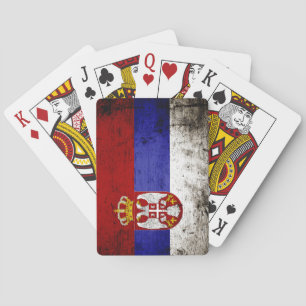 Baraja De Cartas Bandera negra de Serbia del Grunge