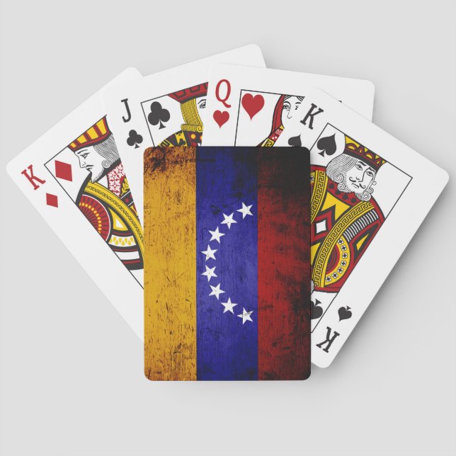 Baraja De Cartas Bandera negra de Venezuela del Grunge (Reverso)