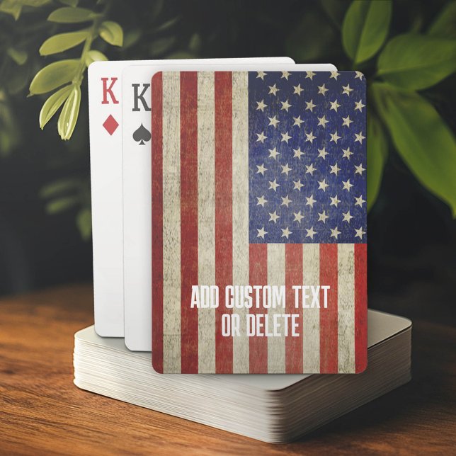 Baraja De Cartas Bandera norteamericana deprimida y angustiada (Custom Poker Cards with American Flag)