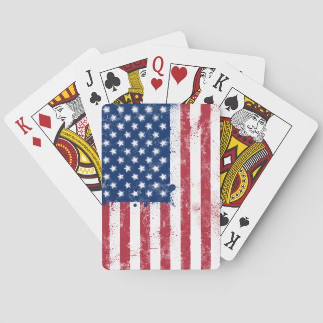 Baraja De Cartas Bandera pintada de manchas de Estados Unidos (Reverso)