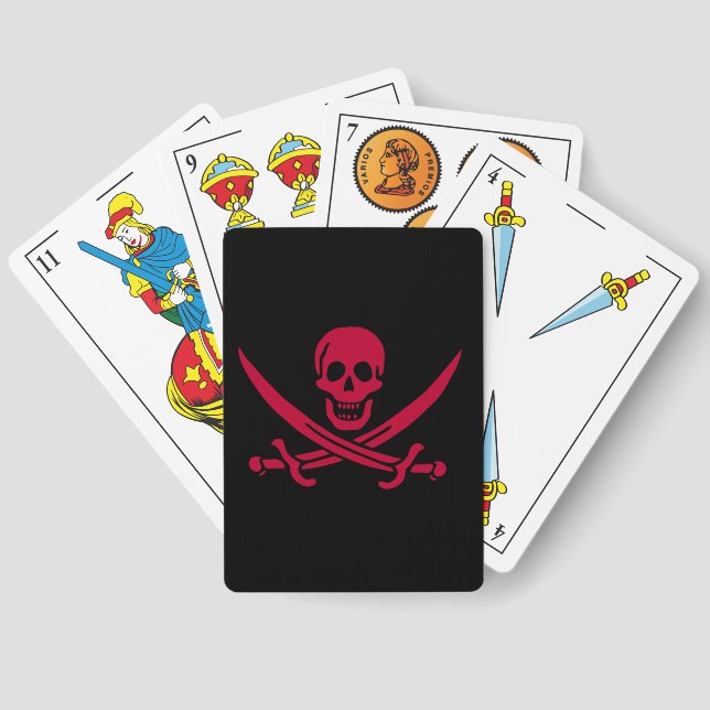 Baraja De Cartas Bandera pirata de Crimson Skull & Swords Jack en C (Reverso )