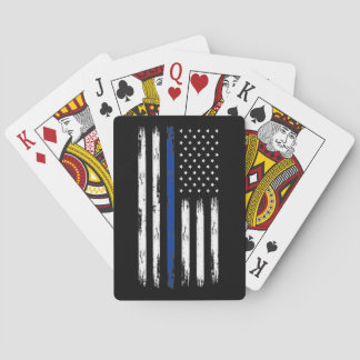 Baraja De Cartas Bandera policial delgada de la línea azul en pelig