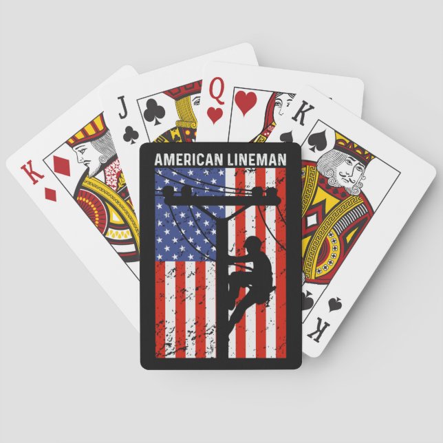 Baraja De Cartas Bandera Rustic Classic American Lineman USA (Reverso)