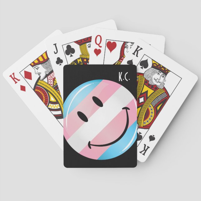 Baraja De Cartas Bandera transgénero sonriente (Reverso)