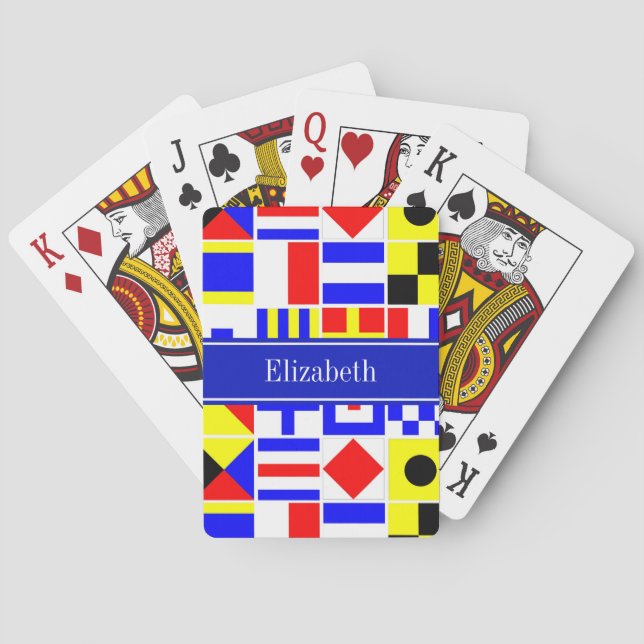 Baraja De Cartas Banderas de señalización náutica coloridas Nombre  (Reverso)