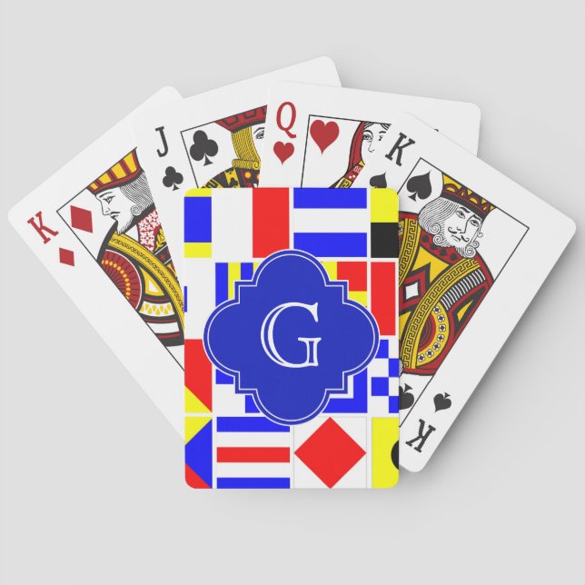 Baraja De Cartas Banderas de señalización náuticas Monograma real d (Reverso)