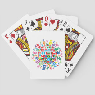 Baraja De Cartas Banderas del Mundo con Huellas de Manos Coloridas