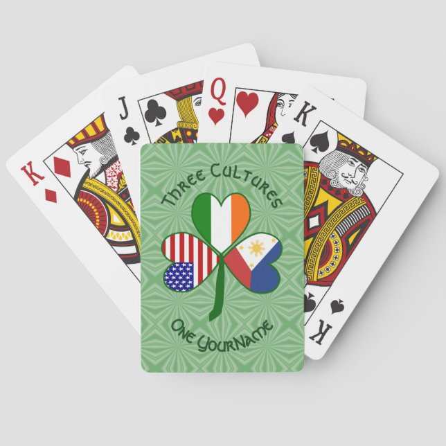 Baraja De Cartas Banderas filipinas irlandesas estadounidenses Sham (Reverso)