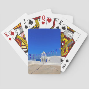 Baraja De Cartas Banderas griegas Iglesia blanca construyendo Greci