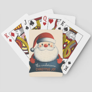 Baraja De Cartas Banner de Personalizable Cute Santa Holding