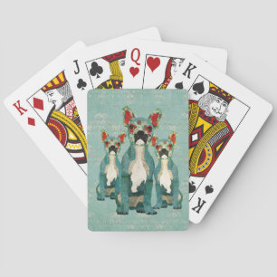 Baraja De Cartas Baraja azul de los bulldoges franceses del vintage