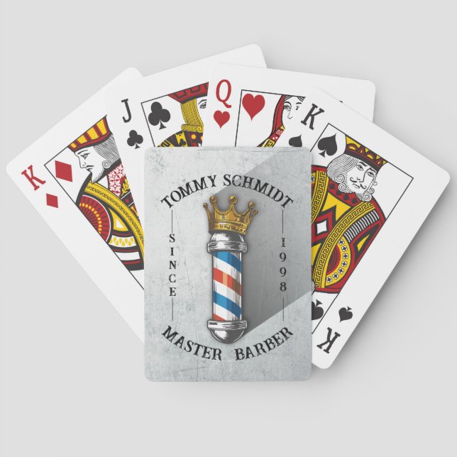 Baraja De Cartas Barber Hair Shop King Crown Barber Pole Hair Salon (Reverso)
