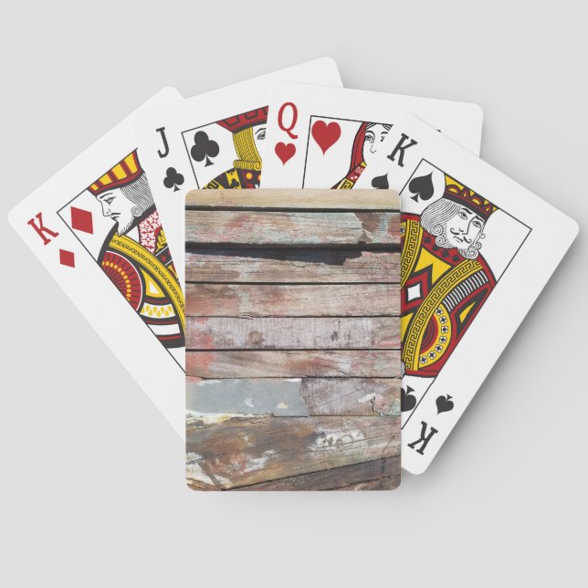 Baraja De Cartas Barca rústica de madera antigua (Reverso)