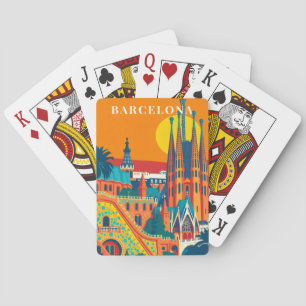Baraja De Cartas Barcelona España Viaje Retro Vintage