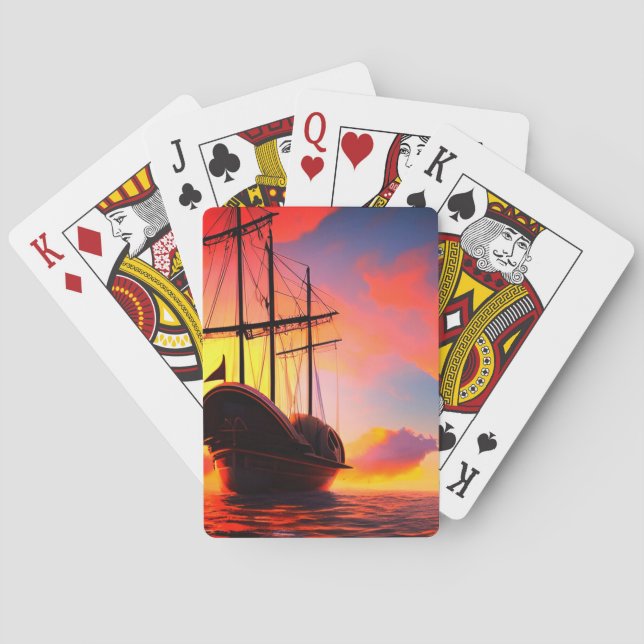 Baraja De Cartas Barco al atardecer (Reverso)