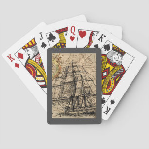 Baraja De Cartas Barco Antiguo y Mapa