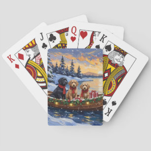 Baraja De Cartas Barco de Navidad de Bernedoodle Fiesta
