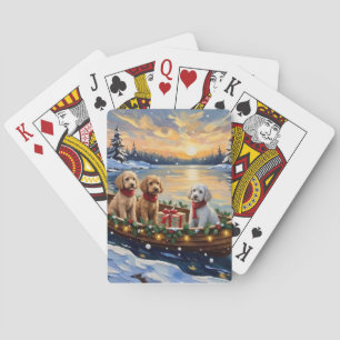 Baraja De Cartas Barco de Navidad de Caniche Fiesta